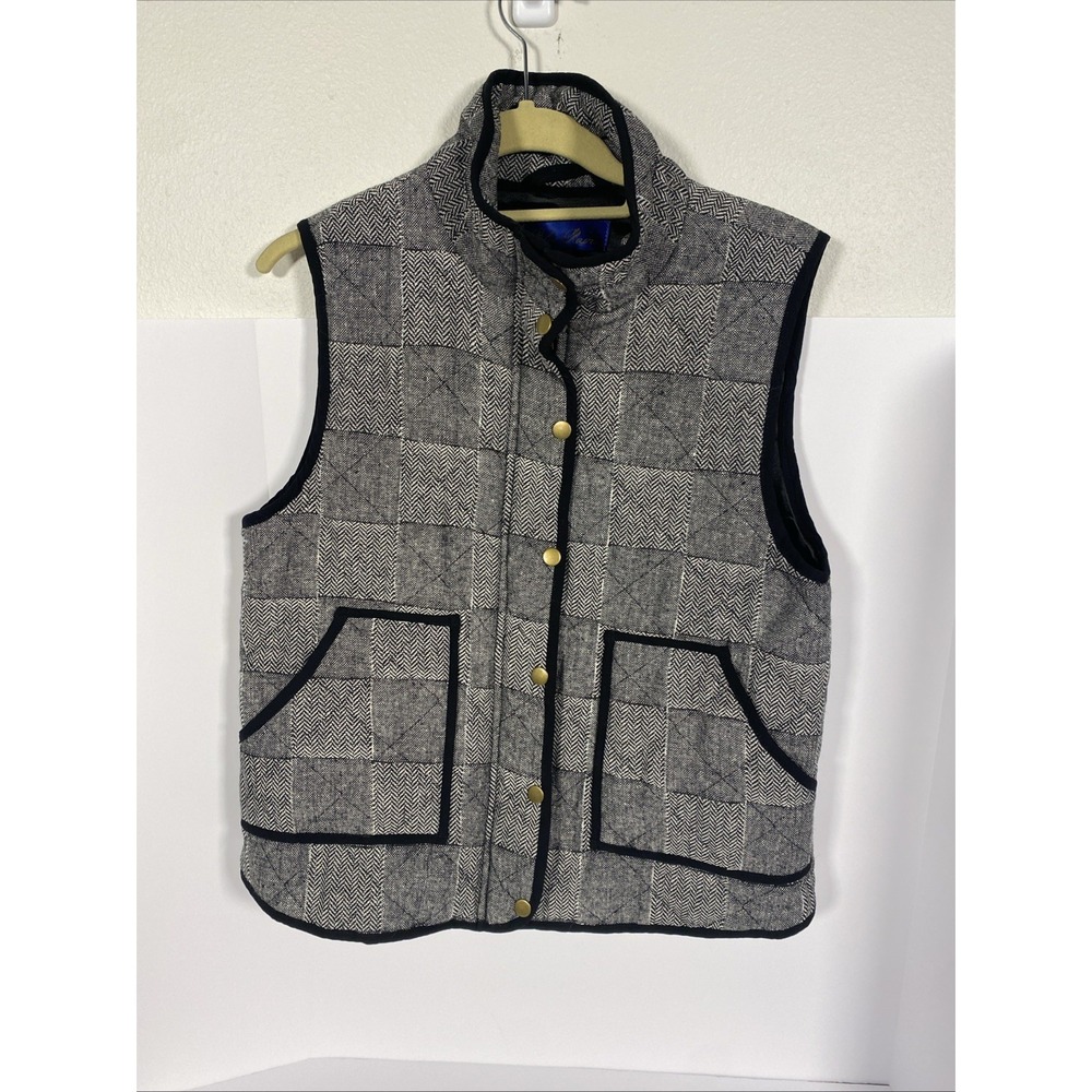 Blue Rain Black and White Herringbone Puffer Vest Size‎ L P1
